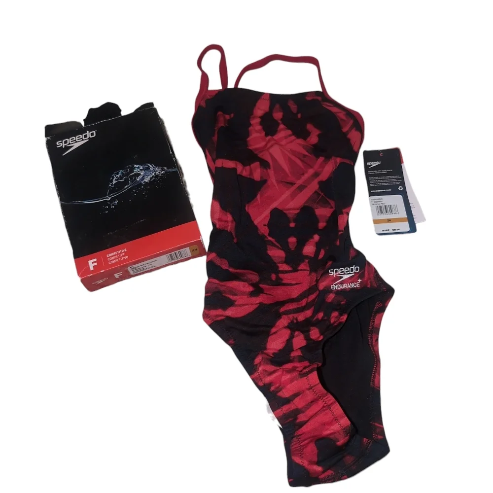 Speedo Red 24 Endurance+Reflected One Back Competition Swim Suit